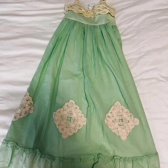 knee length dresses for ladies Maje Lace Maxi Dress In Turquoise Polyester main image 0